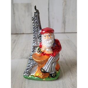 French Santa Eiffel Tower AS IS glitter ornament Xmas decor